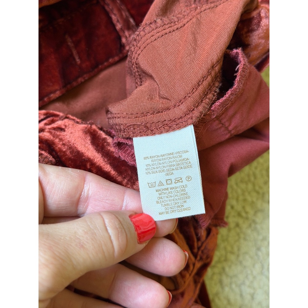 Free People Pants Wide Leg Echoes in Rain Velvet Boho Rustic Brown 28 - Picture 9 of 11